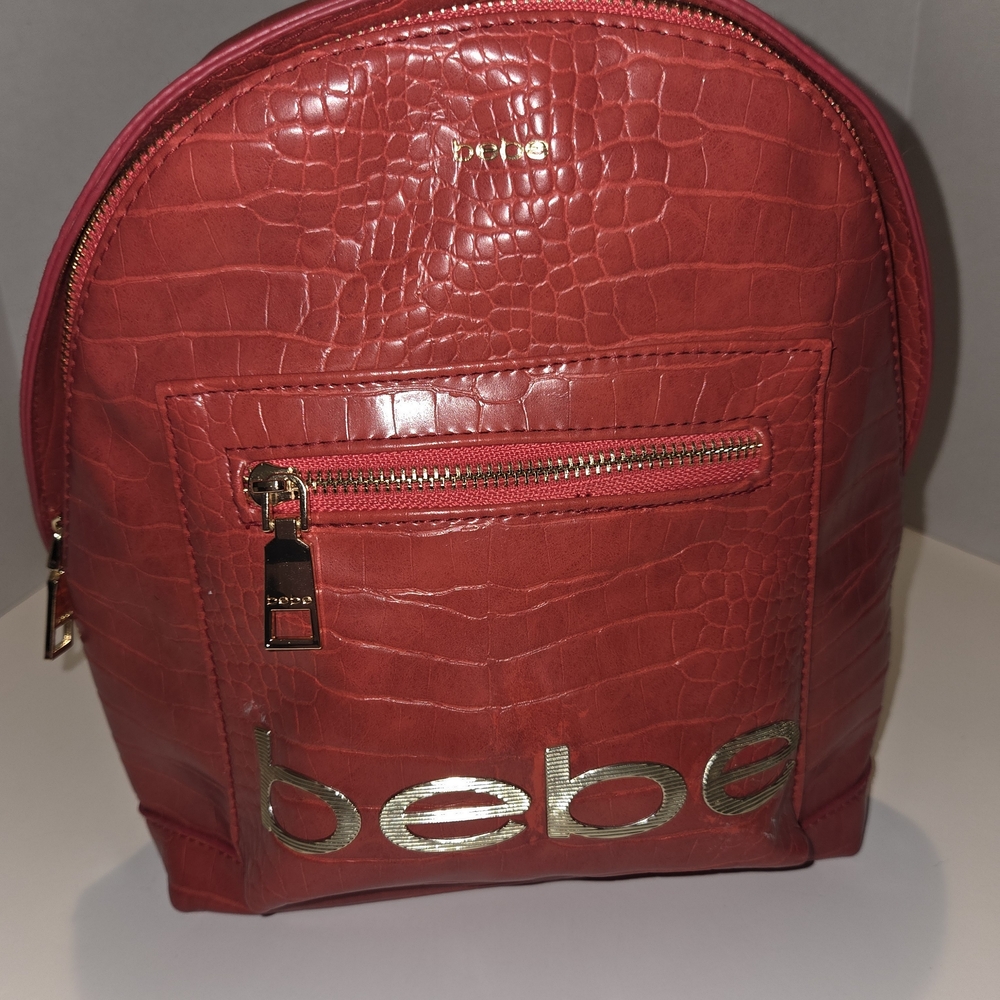 Bebe Red Croc-Embossed Backpack - image 1